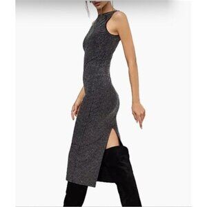 Good American High Neck Allover Crystal Dress Glam Trendy Statement Piece M